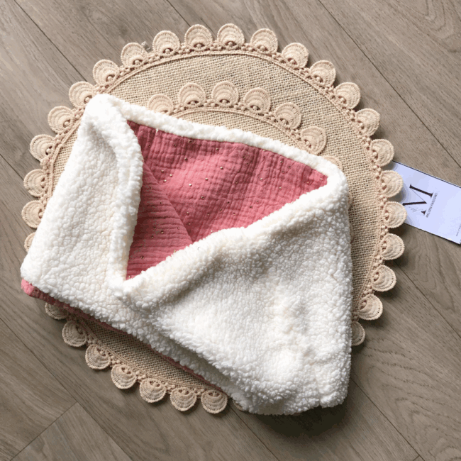 snood sherpa double gaze rose pois dorés